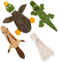 Squeaky Dog Toys with Soft Durable Fabric for Small, Medium and Large Pets Interactive Toy for Indoor Play, Supports Active Biting and Play - 4 Figures, Small